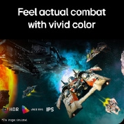 LG 32 in UltraGea™ G6, QHD 200Hz žaidimų monitorius, Futuristinė kovos scena, rodoma žaidimų monitoriuje, kuriame atsiskleidžia ryškūs spalvų atspalviai, užtikrinami 99&nbsp;% sRGB spalvų gamą, IPS technologiją ir DisplayHDR sertifikavimą., 32G620B-B, thumbnail 6